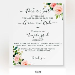 2 Sided White & Blush Pink Wedding Foam Board